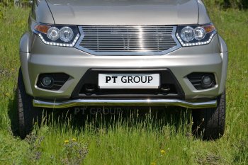17 889 р. Защита переднего бампера Petroil Tuning (d63, волна)  Уаз Патриот ( 23632,  3163 5-дв.) (2014-2016) 1 рестайлинг пикап, 1-ый рестайлинг (Нержавеющая полированная сталь)  с доставкой в г. Керчь. Увеличить фотографию 4