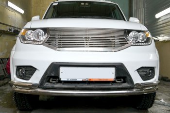 21 059 р. Защита переднего бампера двойная с углами из труб d63/51 мм Petroil Tuning Уаз Патриот 23632 1 рестайлинг пикап (2014-2016) (Нержавеющая полированная сталь)  с доставкой в г. Керчь. Увеличить фотографию 4