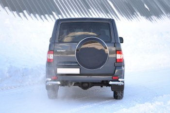 Защита заднего бампера Petroil Tuning (уголки двойные, d63/51) Уаз Патриот  3163 5-дв. (2014-2016) 1-ый рестайлинг (Нержавеющая полированная сталь)