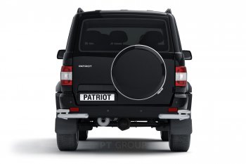 8 049 р. Защита заднего бампера Petroil Tuning (уголки двойные, сталь с полимерным покрытием, d63/51)  Уаз Патриот ( 23632,  3163 5-дв.,  3163 5 дв.) (2014-2025) 1 рестайлинг пикап, 1-ый рестайлинг, 2-ой рестайлинг пикап, 2-ой рестайлинг (Черная (шагрень))  с доставкой в г. Керчь. Увеличить фотографию 3