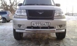 Двойная защита переднего бампера d63.5 мм Металл Дизайн Уаз Патриот  3163 5 дв. (2005-2013) дорестайлинг