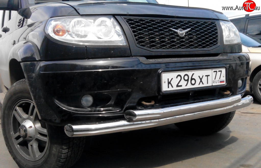 10 499 р. Двойная защита переднего бампера из труб диаметром 76 и 63.5 мм Ralex Tuning  Уаз Патриот  3163 5 дв. (2005-2013) дорестайлинг  с доставкой в г. Керчь