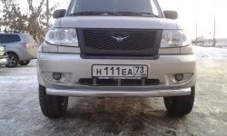 Одинарная защита переднего бампера d63.5 мм Металл Дизайн Уаз Патриот  3163 5 дв. (2005-2013) дорестайлинг