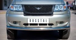 Одинарная защита переднего бампера диаметром 76 мм SLITKOFF Уаз Патриот  3163 5 дв. (2005-2013) дорестайлинг
