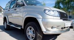 83 999 р. Защита порогов с пластиковыми вставками для ног из круглой трубы диаметром 76 мм Russtal Уаз Патриот 3163 5 дв. дорестайлинг (2005-2013) (Защита порогов с со скосами на торцах (вариант 1))  с доставкой в г. Керчь. Увеличить фотографию 5