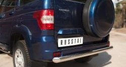 13 249 р. Одинарная защита заднего бампера из трубы диаметром 76 мм SLITKOFF  Уаз Патриот ( 3163 5-дв.,  3163 5 дв.) (2014-2025) 1-ый рестайлинг, 2-ой рестайлинг  с доставкой в г. Керчь. Увеличить фотографию 2