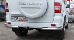 Защита заднего бампера (двойные углы d63.5 и 42 мм) Металл Дизайн Уаз Патриот ( 3163 5-дв.,  3163 5 дв.) (2014-2025) 1-ый рестайлинг, 2-ой рестайлинг