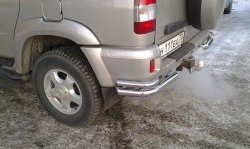 Защита заднего бампера (двойные углы d63.5 и 42 мм) Металл Дизайн Уаз Патриот  3163 5 дв. (2005-2013) дорестайлинг