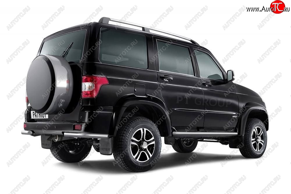 13 699 р. Защита заднего бампера Petroil Tuning (уголки, d63)  Уаз Патриот  23632 (2014-2016) 1 рестайлинг пикап (Нержавеющая полированная сталь)  с доставкой в г. Керчь