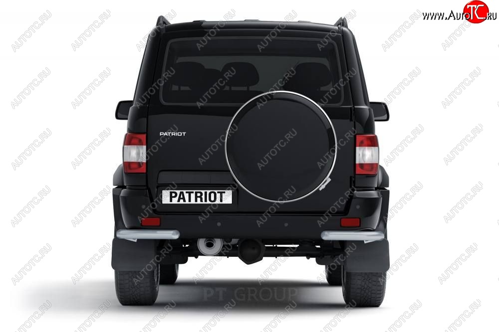 3 799 р. Защита заднего бампера Petroil Tuning (уголки, d63)  Уаз Патриот  23632 (2014-2016) 1 рестайлинг пикап (Сталь с полимерным покрытием, Черная (шагрень))  с доставкой в г. Керчь