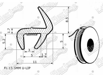197 р. Универсальный уплотнитель FlexLine (15.5 mm U-LIP, клеевая основа) KIA Optima 2 MG седан (2005-2010)  с доставкой в г. Керчь. Увеличить фотографию 3