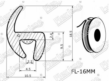 197 р. Универсальный уплотнитель FlexLine (16 mm, 1 погонный метр) KIA Optima 2 MG седан (2005-2010)  с доставкой в г. Керчь. Увеличить фотографию 2