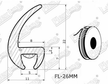 239 р. Универсальный уплотнитель FlexLine (26 mm, 1 погонный метр) KIA Shuma (2001-2004)  с доставкой в г. Керчь. Увеличить фотографию 2