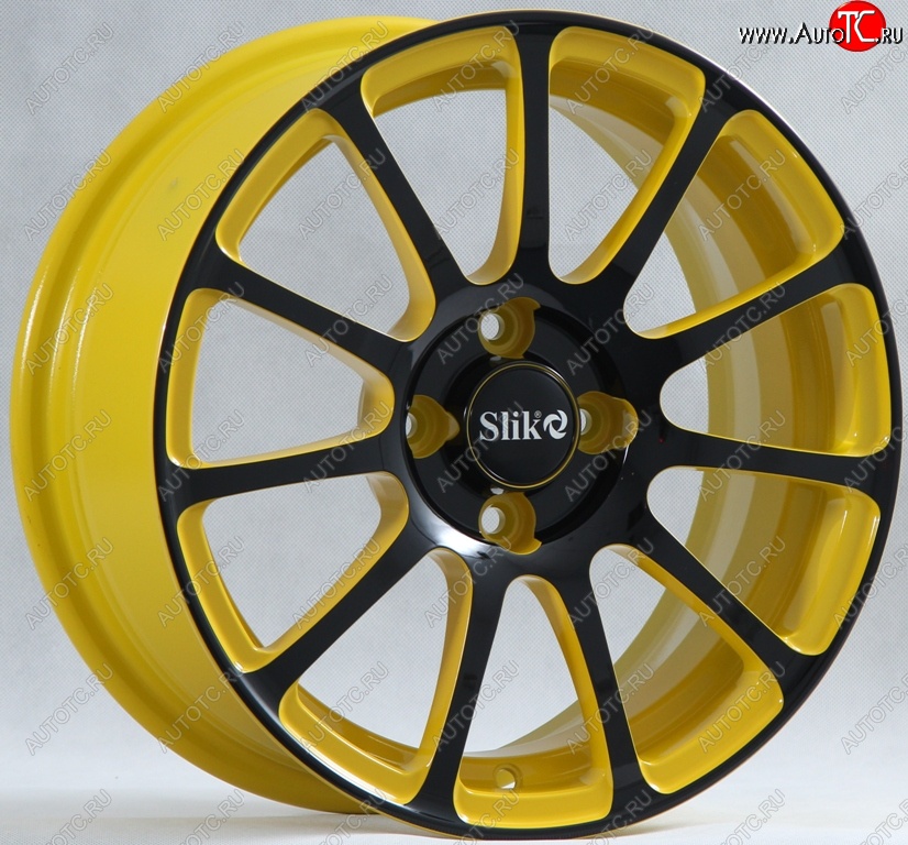 15 599 р. Кованый диск Slik Classik 6.5x15 (Желтый глянец с черной лицевой поверхностью)   (Цвет: Желтый глянец с черной лицевой поверхностью)  с доставкой в г. Керчь