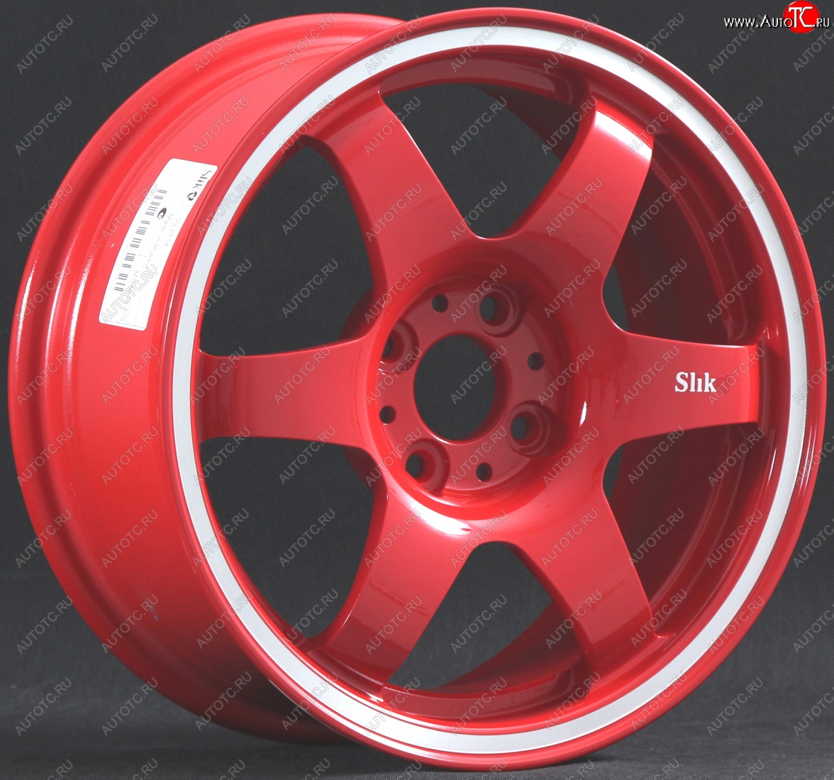 7 899 р. Кованый диск Slik Classik 6x15,5 (Красный с полированым ободом) 6.5x15/4-5x98-120 D54.1-72.6   (Цвет: Красный с полированным ободом)  с доставкой в г. Керчь