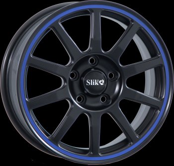 Кованый диск Slik classik R16x6.5 Черный матовый с синим ободом (MBBL) 6.5x16  (Цвет: MBBL)