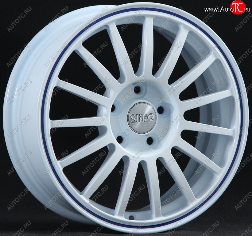 15 249 р. Кованый диск Slik classik R16x6.5 Белый с синим ободом 6.5x16   (Цвет: Белый с синим ободом 6.5x16)  с доставкой в г. Керчь