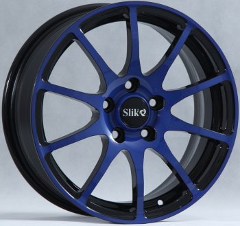 Кованый диск Slik classik R16x6.5 Черный с синей лицевой поверхностью (BRFBLUE) 6.5x16  (Цвет: BRFBLUE)