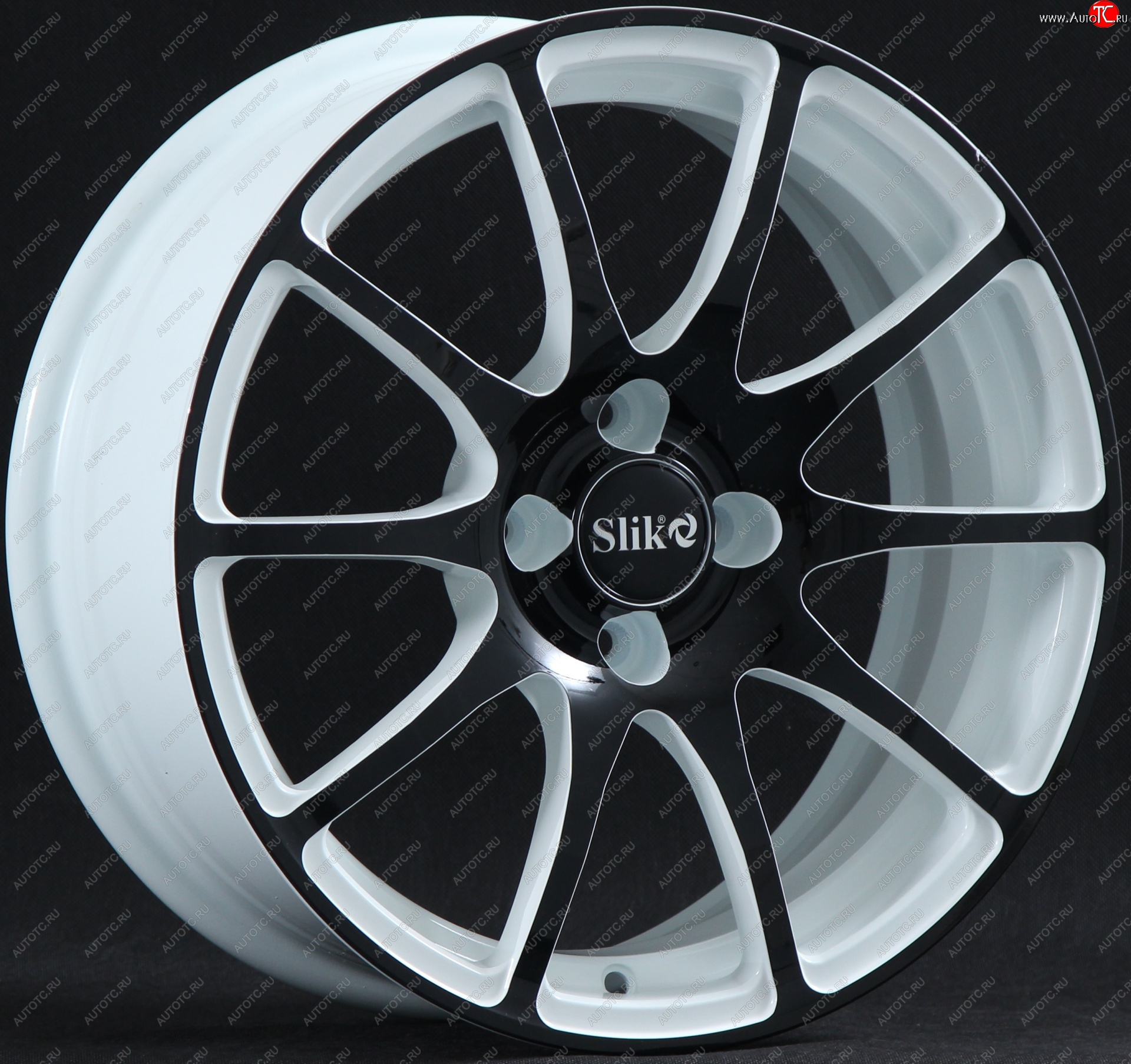 18 999 р. Кованый диск Slik classik R16x6.5 Белый глянцевый с чёрной лицевой поверхностью 6.5x16   (Цвет: Белый глянцевый с чёрной лицевой поверхностью 6.5x16)  с доставкой в г. Керчь
