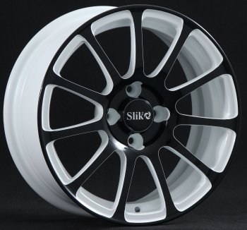 Кованый диск Slik Classik 5.5x14 (белый глянец с чёрной лицевой поверхностью)  (Цвет: белый глянец с чёрной лицевой поверхностью)