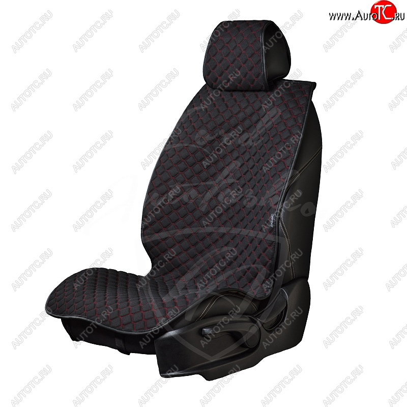 7 649 р. Универсальная накидка на сиденья Lord Autofashion Кристалл (трикотаж, 4 места)   (Чёрный с красной строчкой)  с доставкой в г. Керчь
