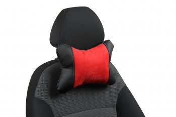 Подушка под шею AUTOPILOT Алькантара  (Черный + Красный)
