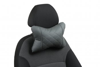 Подушка под шею AUTOPILOT Экокожа Ромб  (Серый + Серый)