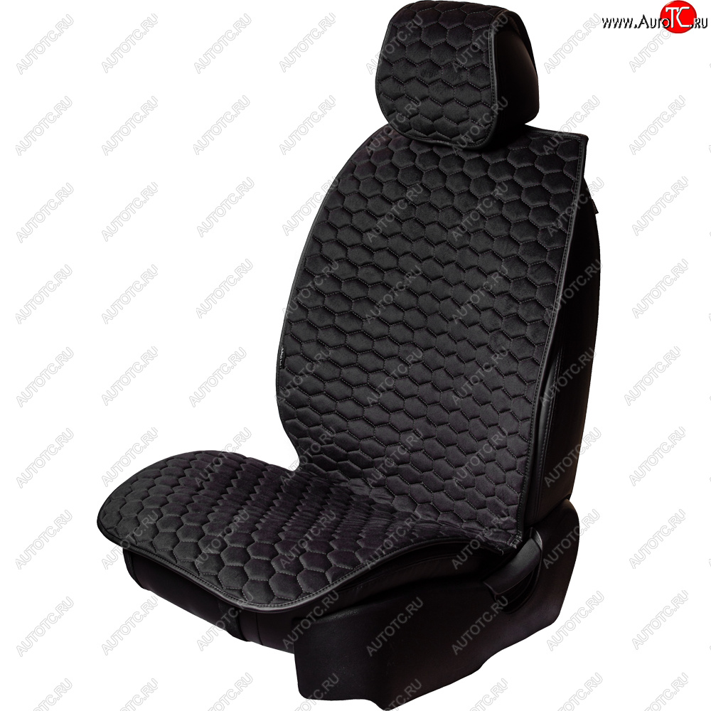 3 399 р. Комплект накидок на сиденья Lord Autofashion Тейлор (велюр, 2 места)   (Чёрный)  с доставкой в г. Керчь