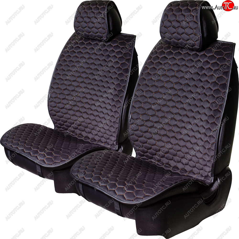 3 399 р. Комплект накидок на сиденья Lord Autofashion Тейлор (велюр, 2 места)   (Чёрный 800/Бежевый)  с доставкой в г. Керчь