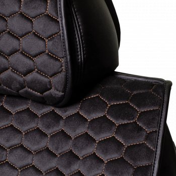 3 399 р. Комплект накидок на сиденья Lord Autofashion Тейлор (велюр, 2 места)   (Чёрный 800/Бежевый)  с доставкой в г. Керчь. Увеличить фотографию 3