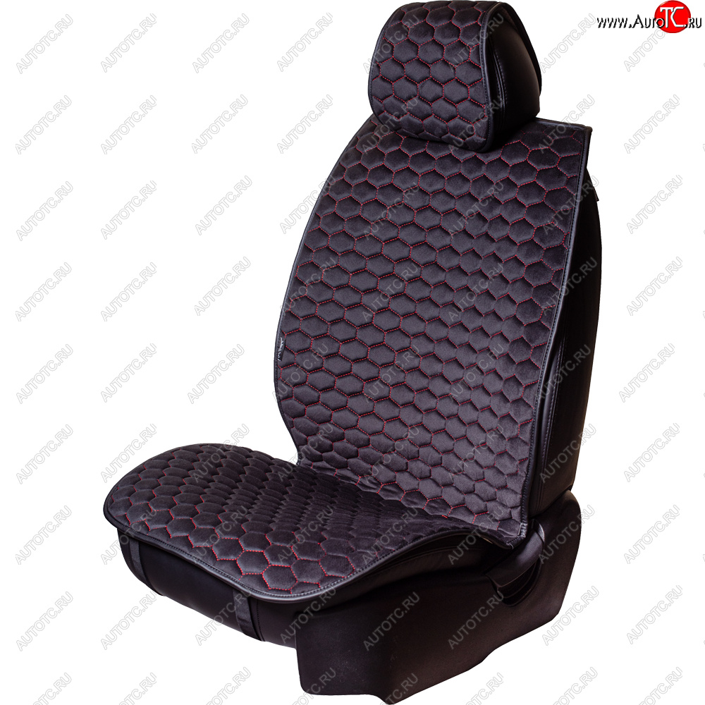 3 399 р. Комплект накидок на сиденья Lord Autofashion Тейлор (велюр, 2 места)   (Чёрный/Красный)  с доставкой в г. Керчь