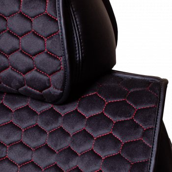 3 399 р. Комплект накидок на сиденья Lord Autofashion Тейлор (велюр, 2 места)   (Чёрный/Красный)  с доставкой в г. Керчь. Увеличить фотографию 2