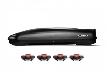 Багажный бокс AURORA (560 л/213x84x42 см, двусторонний, крепление краб) на крышу  (Black Metallic Glossy)