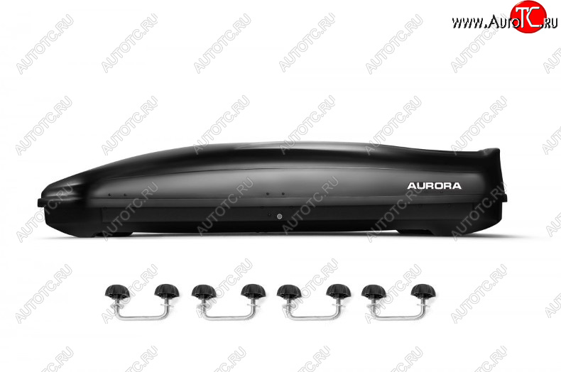 26 099 р. Багажный бокс AURORA (560 л/213x84x42 см, двусторонний, крепление скоба) на крышу   (Black Metallic Glossy)  с доставкой в г. Керчь