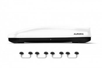 Багажный бокс AURORA (560 л/213x84x42 см, двусторонний, крепление скоба) на крышу  (White Glossy)