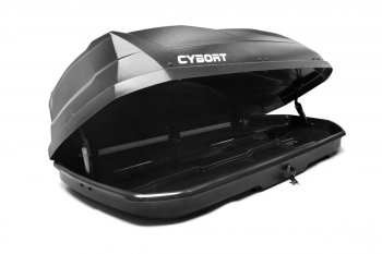 39 799 р. Багажный бокс CYBORT CarNet (460 л, двухсторонний, быстросъемные крепления краб) на крышу   (черный матовый с защитным покрытием Raptor)  с доставкой в г. Керчь. Увеличить фотографию 4