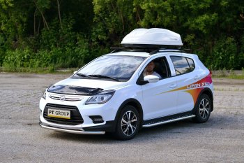 20 289 р. Автобокс PT GROUP (360л., 140х83х45, двустороннее открывание) Turino Compact белый Mercedes-Benz CLS class C218 (2011-2017) (Белый)  с доставкой в г. Керчь. Увеличить фотографию 2