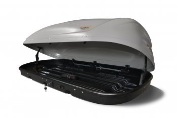 20 289 р. Автобокс PT GROUP (360л., 140х83х45, двустороннее открывание) Turino Compact серый   (Серый)  с доставкой в г. Керчь. Увеличить фотографию 3