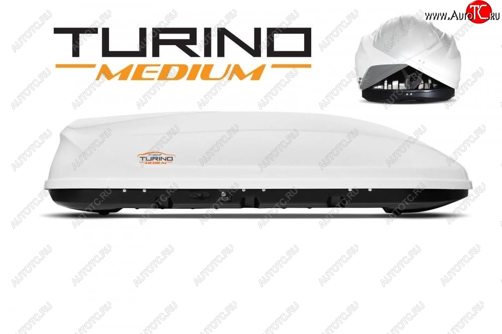 25 149 р. Автобокс PT GROUP (460л., 191х79х46 см, двустороннее открывание) Turino Medium белый   (Белый)  с доставкой в г. Керчь