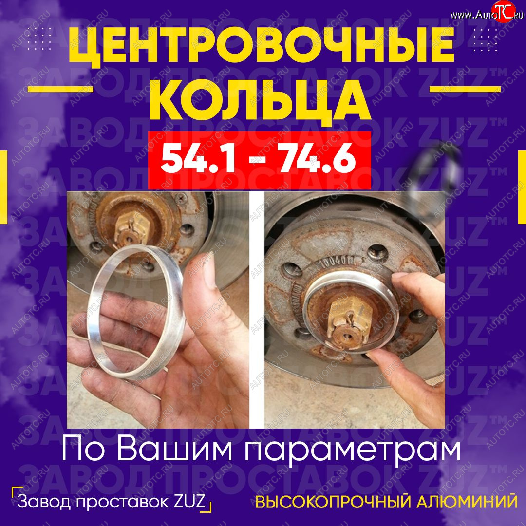 1 799 р. Алюминиевое центровочное кольцо (4 шт) ЗУЗ 54.1 x 74.6    с доставкой в г. Керчь