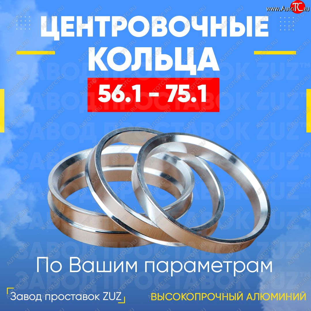 1 799 р. Алюминиевое центровочное кольцо (4 шт) ЗУЗ 56.1 x 75.1    с доставкой в г. Керчь