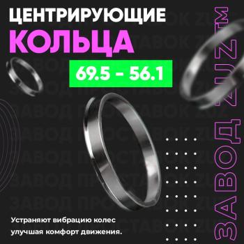 Алюминиевое центровочное кольцо (4 шт) ЗУЗ 56.1 x 69.5 Honda Fit 4 GR дорестайлинг (2019-2022) 