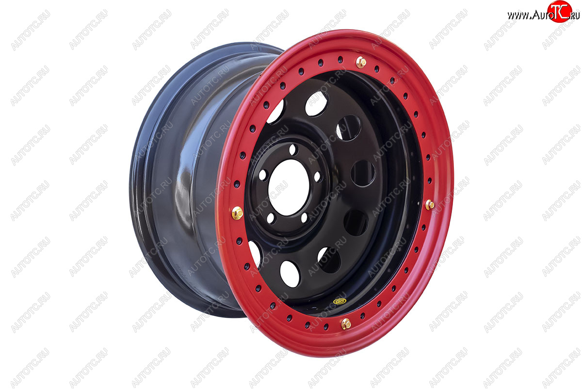 15 349 р. Штампованый диск OFF-ROAD Wheels (усиленный, с бедлоком) 8.0x16   (Цвет: черный-красный)  с доставкой в г. Керчь