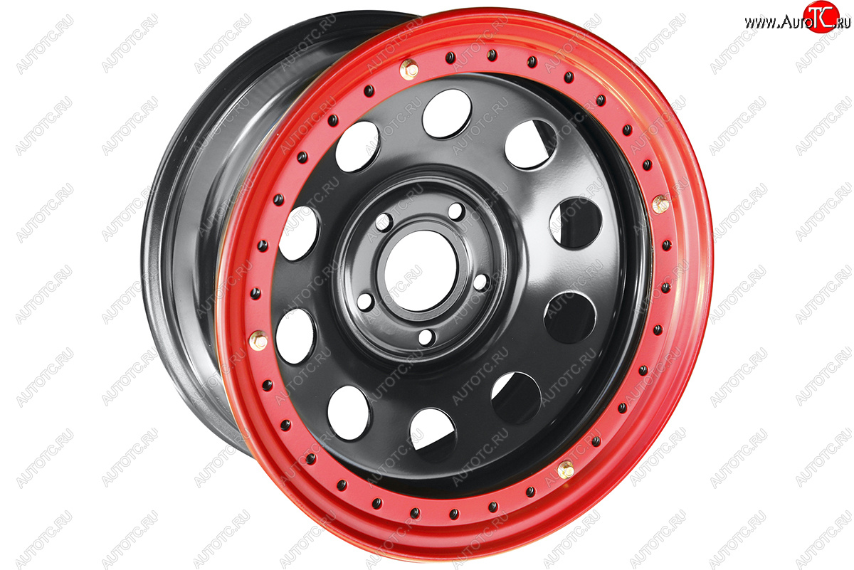 14 079 р. Штампованый диск OFF-ROAD Wheels (усиленный, с бедлоком) 8.0x17   (Цвет: черный-красный)  с доставкой в г. Керчь
