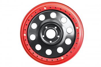 14 079 р. Штампованый диск OFF-ROAD Wheels (усиленный, с бедлоком) 8.0x17   (Цвет: черный-красный)  с доставкой в г. Керчь. Увеличить фотографию 2