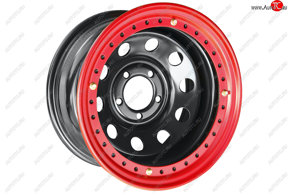 11 829 р. Штампованый диск OFF-ROAD Wheels (усиленный, с бедлоком) 8.0x15   (Цвет: черный-красный)  с доставкой в г. Керчь