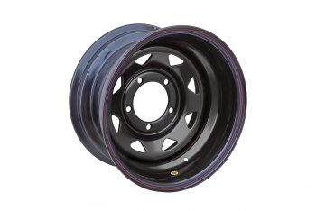5 169 р. Штампованый диск OFF-ROAD Wheels (треугольник мелкий, усиленный, только на барабанные тормоза) 8.0x15   (Цвет: черный)  с доставкой в г. Керчь. Увеличить фотографию 2