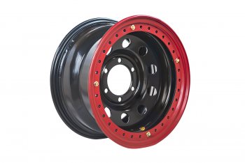 15 349 р. Штампованый диск OFF-ROAD Wheels (стальной усиленный с двойным бедлоком, круг - черный/красный). 8.0 x 16    с доставкой в г. Керчь. Увеличить фотографию 2