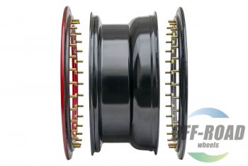 15 349 р. Штампованый диск OFF-ROAD Wheels (стальной усиленный с двойным бедлоком, круг - черный/красный). 8.0 x 16    с доставкой в г. Керчь. Увеличить фотографию 6
