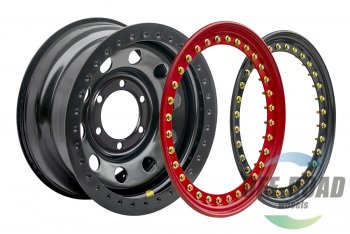 15 349 р. Штампованый диск OFF-ROAD Wheels (стальной усиленный с двойным бедлоком, круг - черный/красный). 8.0 x 16    с доставкой в г. Керчь. Увеличить фотографию 5